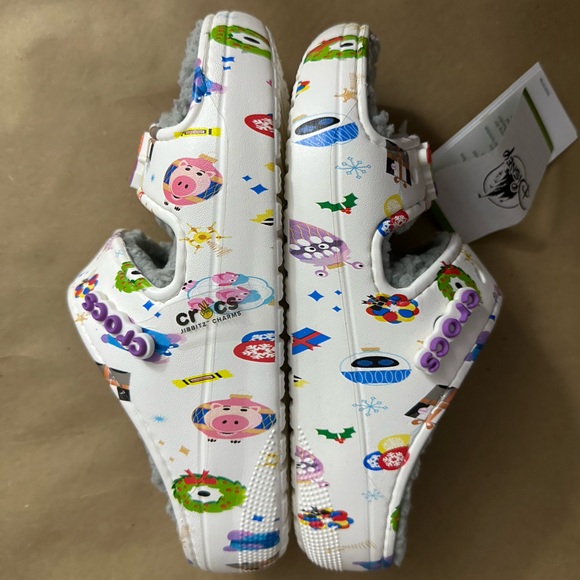 NWT Crocs Disney Parks Holiday Pixar Toy To The World White Slides Sandals - Picture 6 of 7